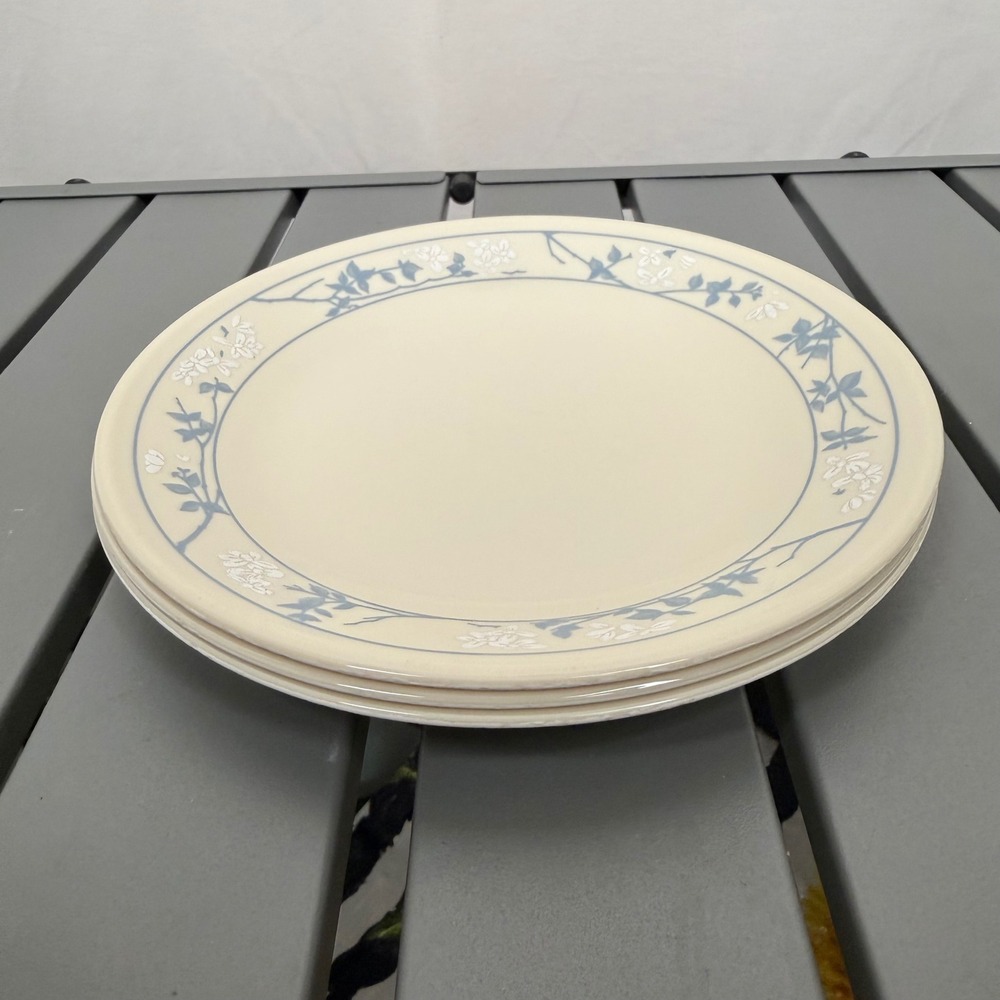 Corelle Country Cottage Bread and Butter Plates Set of 3 Blue Floral 6.75 Inch